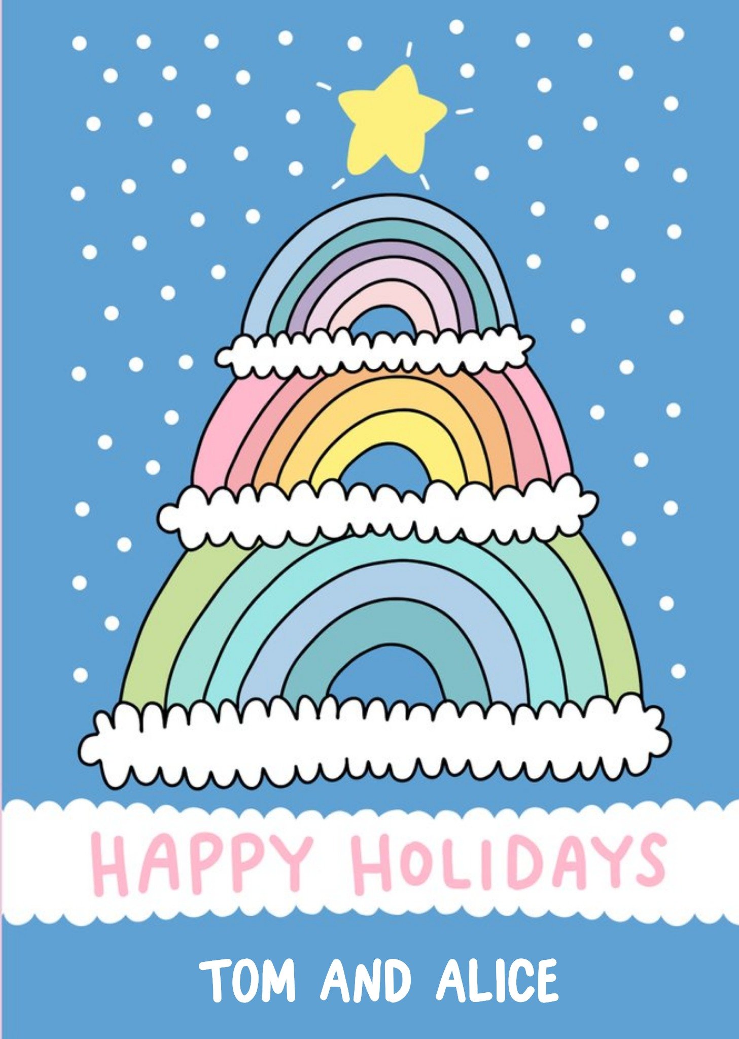 Moonpig Happy Holidays Rainbow Christmas Tree Card Ecard