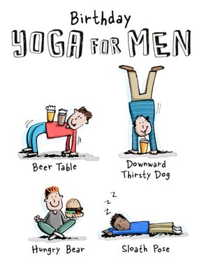 Good Sport Illustrated Funny Yoga For Men Birthday Card