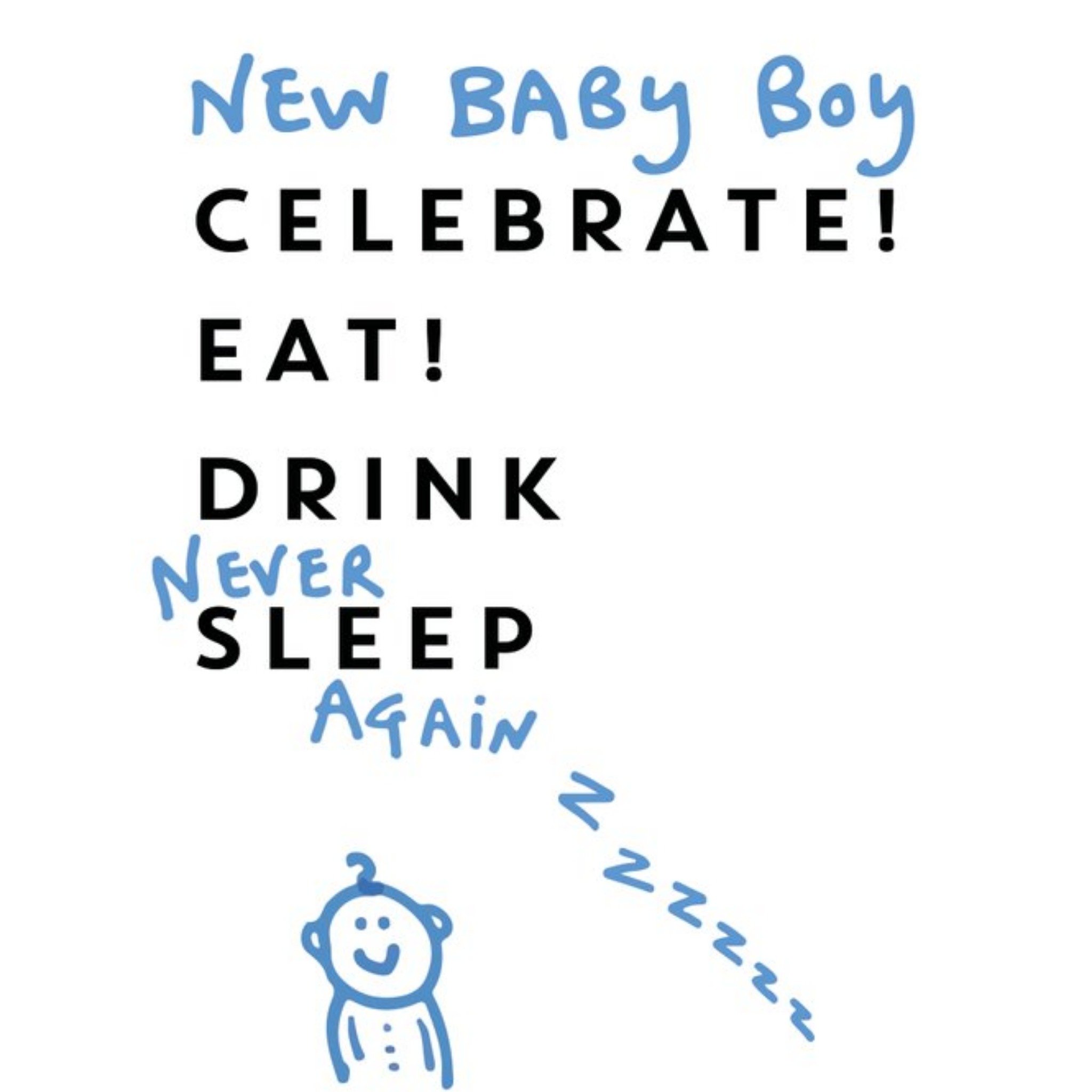 Other Anon Sense New Baby Boy Never Sleep Card, Square