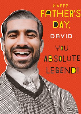 Typographic Photographic Happy Fathers Day You Absolute Legend Personalised Card