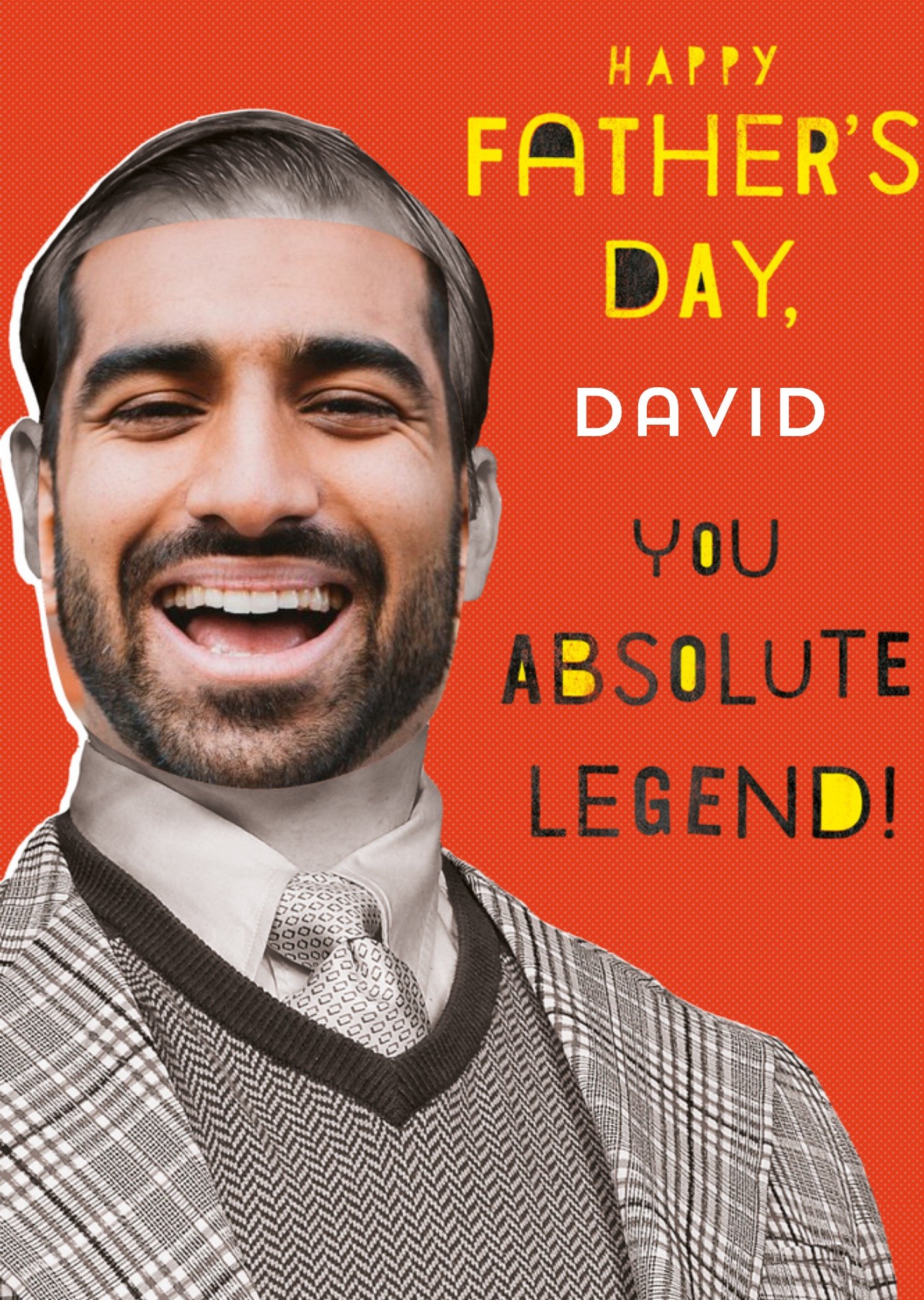 Typographic Photographic Happy Fathers Day You Absolute Legend Personalised Card Ecard