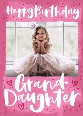 Bright Typographic Photo Upload Granddaughter Birthday Card
