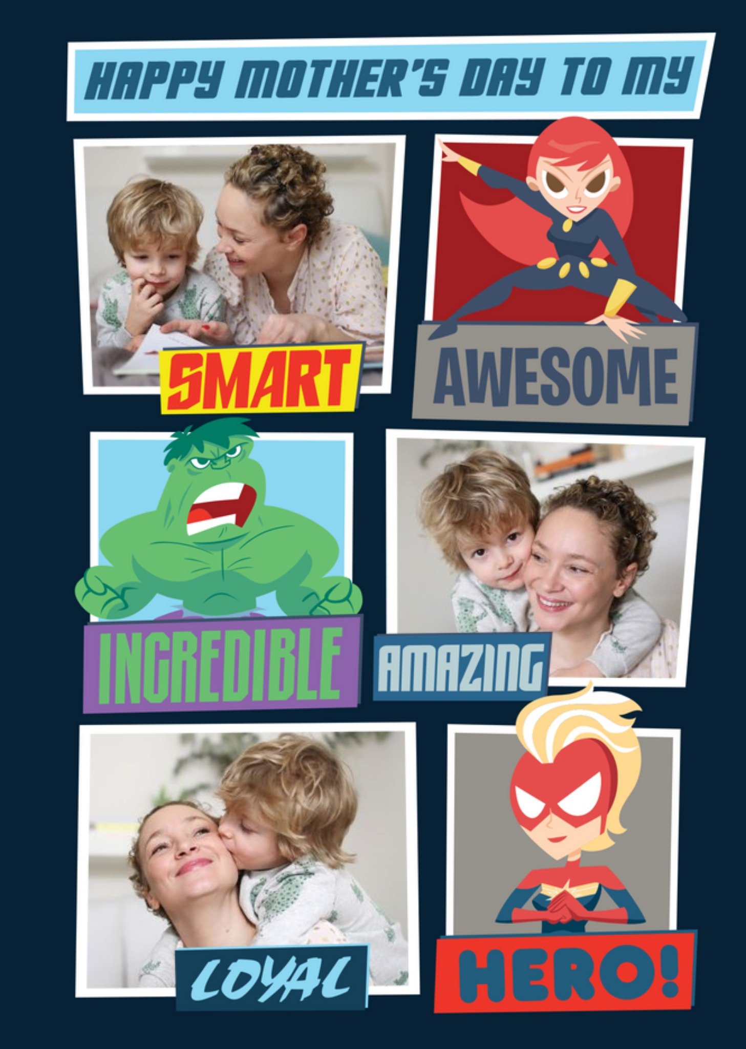 Disney Marvel Comics Mum Is My Hero Photo Upload Mother's Day Card Ecard