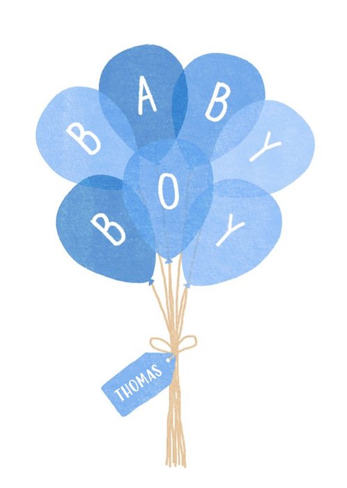 Balloons Baby Boy Personalised Birthday Postcard