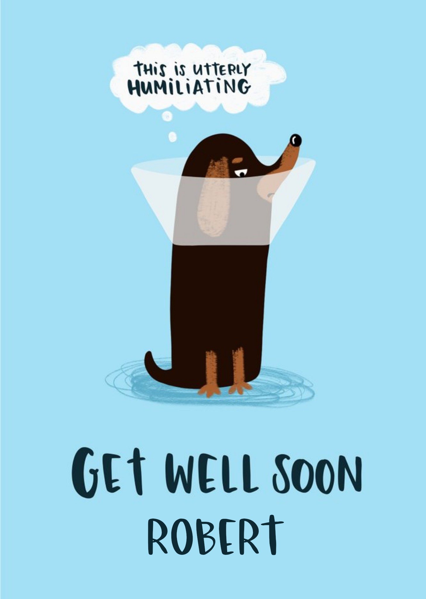 Lucy Maggie Dog Cone Get Well Soon Card Ecard