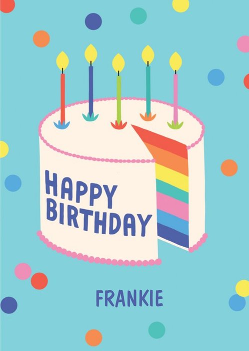 Illustrated Rainbow Birthday Cake Card