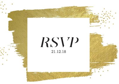 Metallic Gold Brushstrokes Rsvp Party Invitation