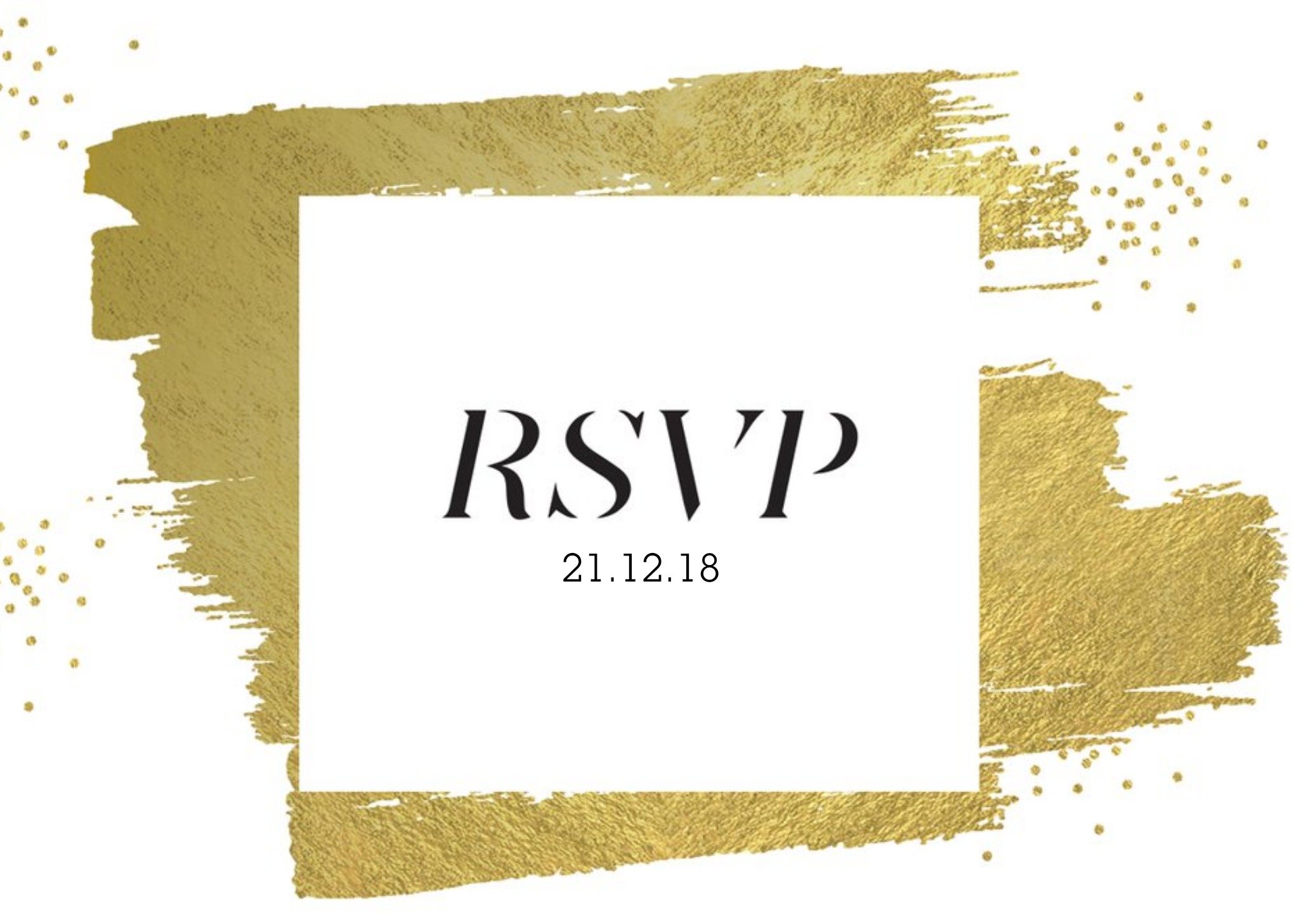 Moonpig Metallic Gold Brushstrokes Rsvp Party Invitation, Standard Card