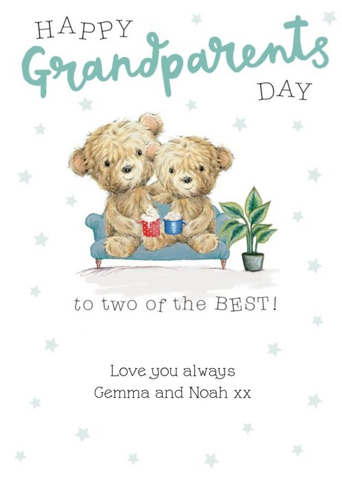 Grandparents Day Card With Cute Illustrated Bears