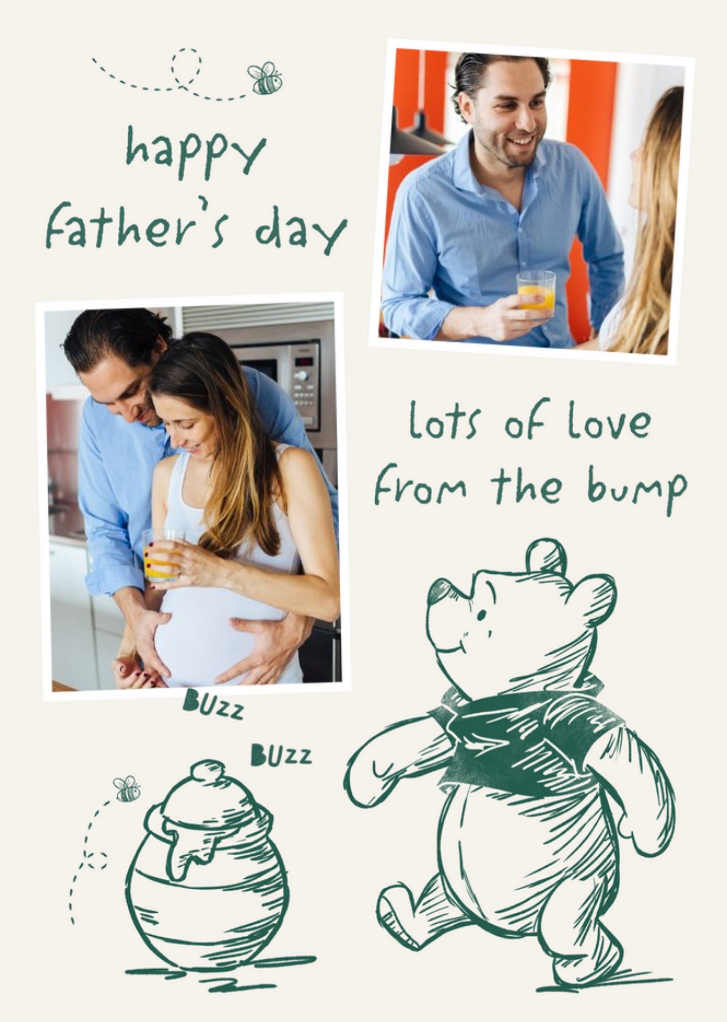 Disney Winnie The Pooh Lots Of Love From The Bump Father's Day Card Ecard