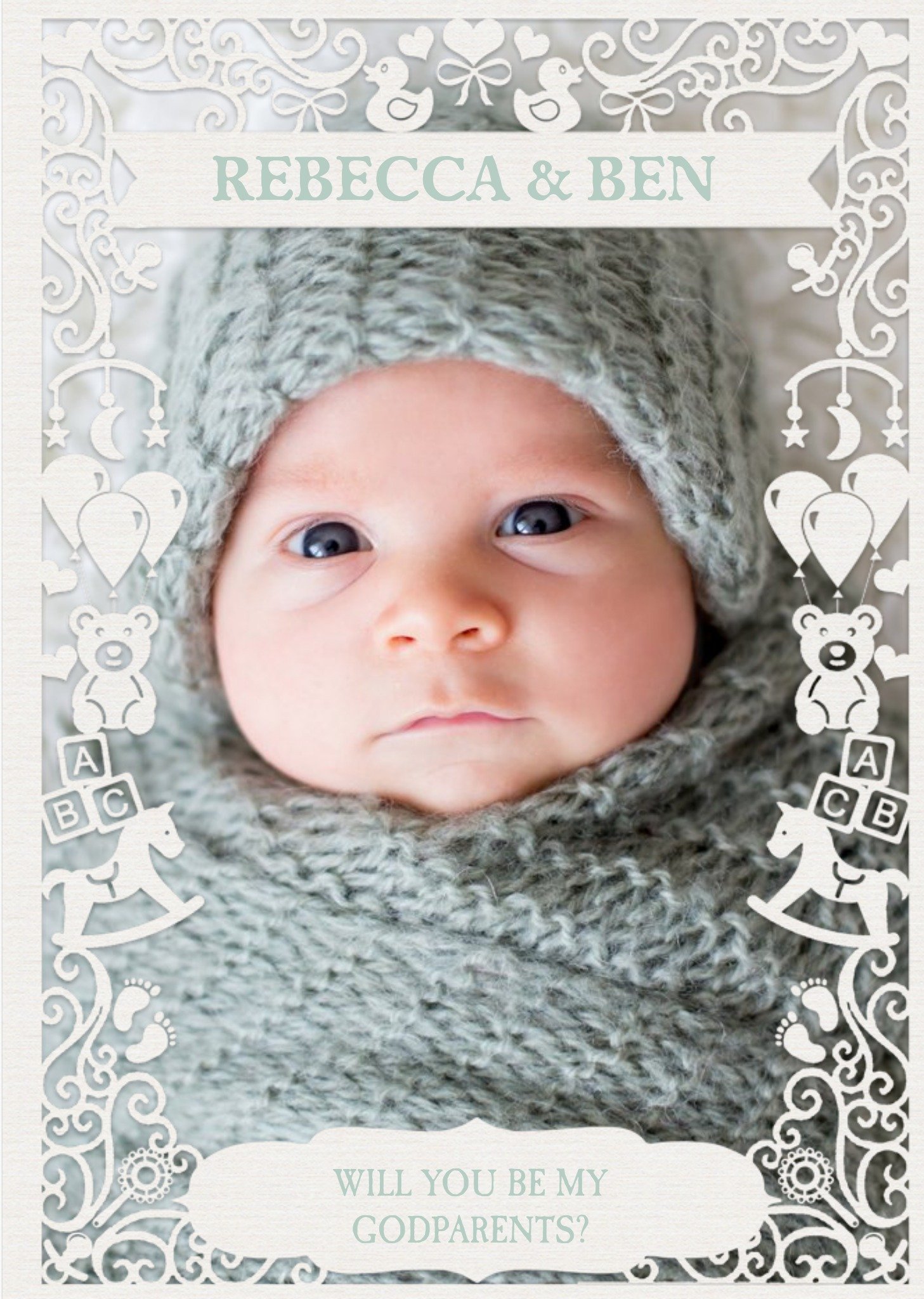 Paper Frames Photo Upload Will You Be My Godparents Christening Card Ecard