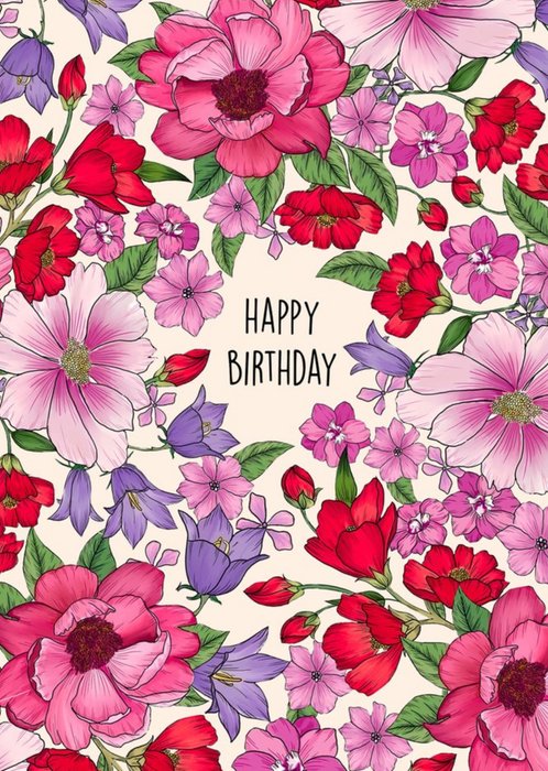 Poppy and Mabel Illustrated Floral Design Birthday Card