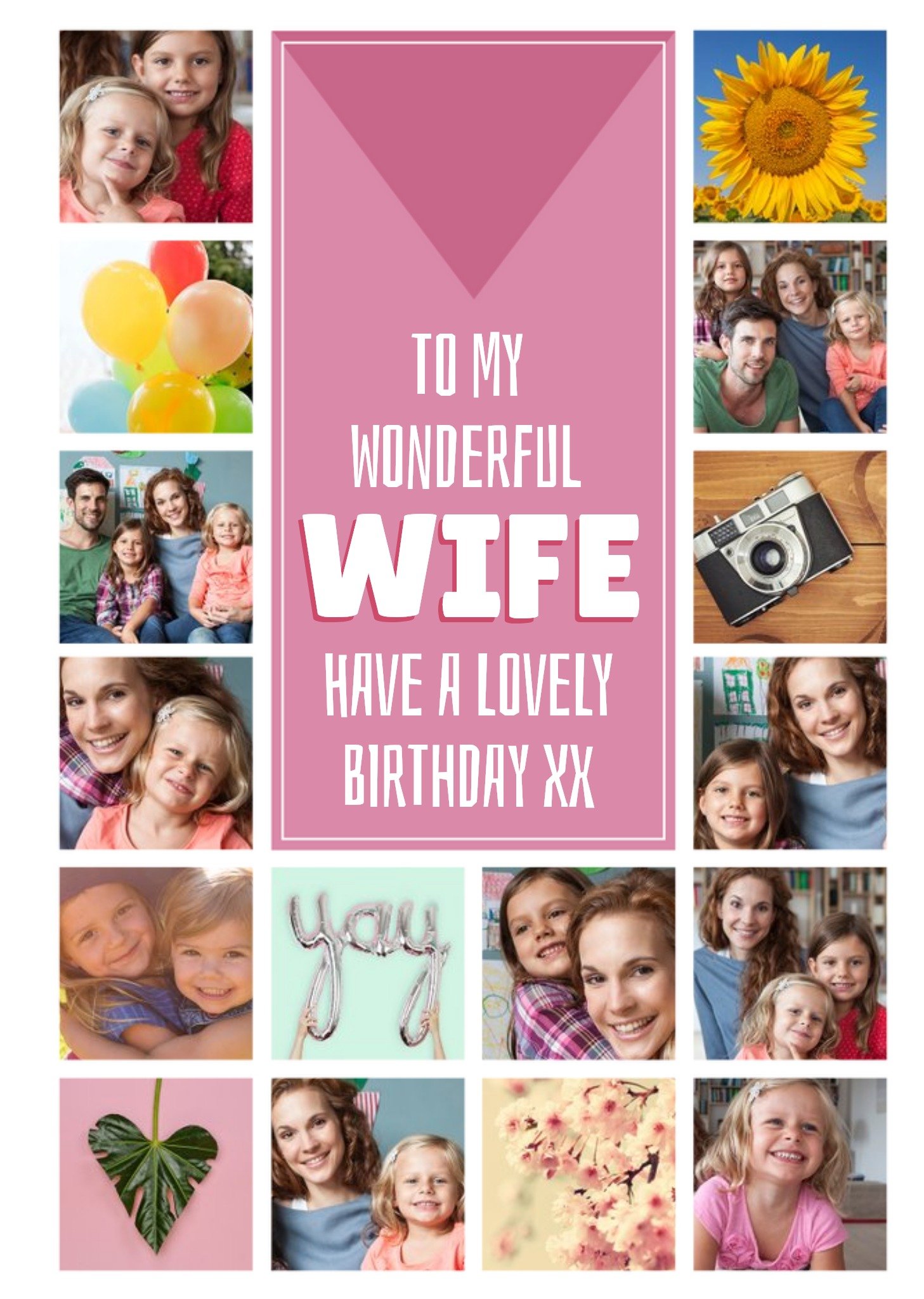 Moonpig To My Wonderful Wife Photo Upload Birthday Card, Large