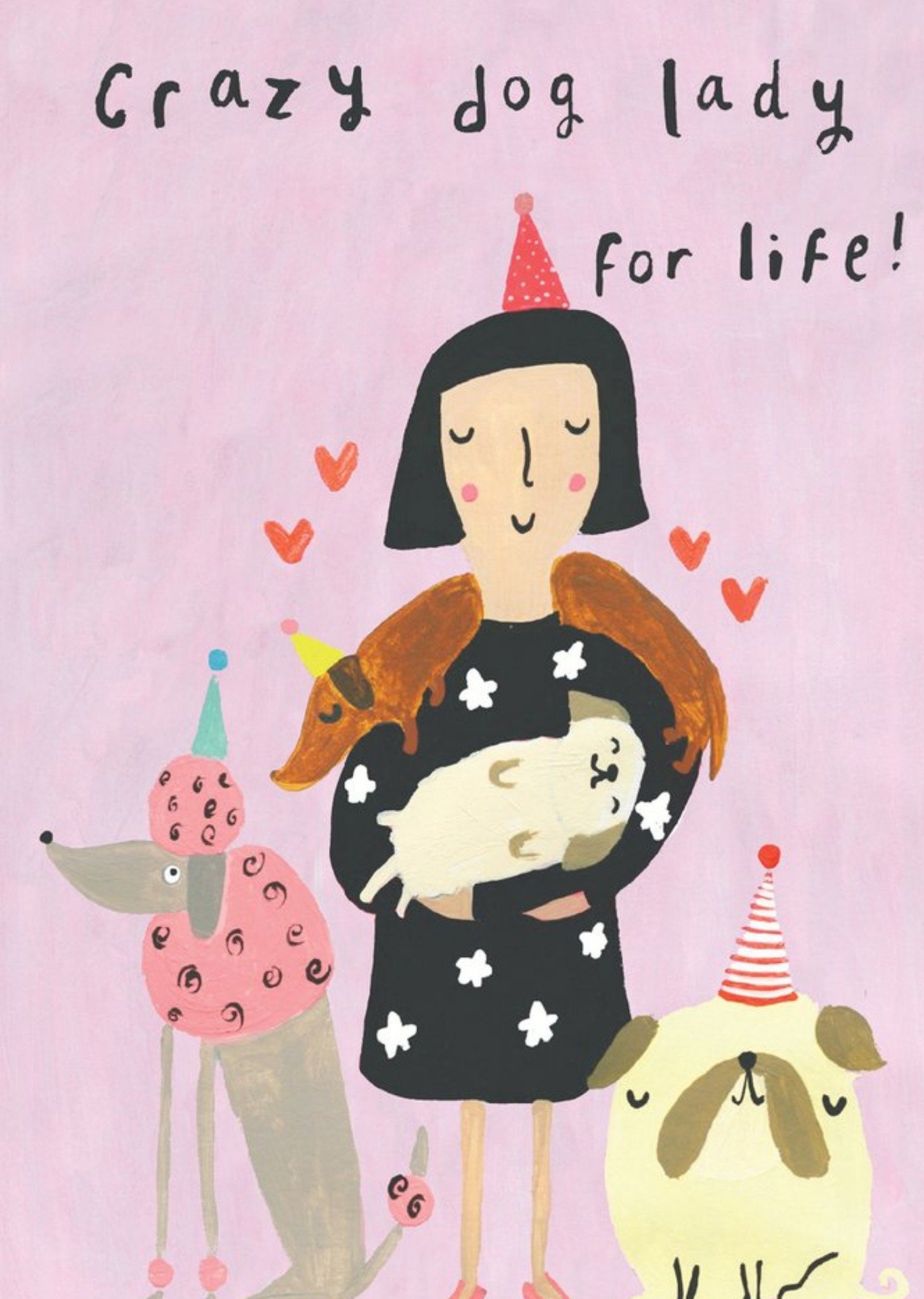 Sooshichacha Funny Crazy Dog Lady For Life Birthday Card, Large