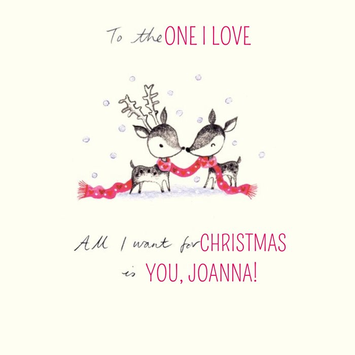 Reindeers In Love Personalised Christmas Card