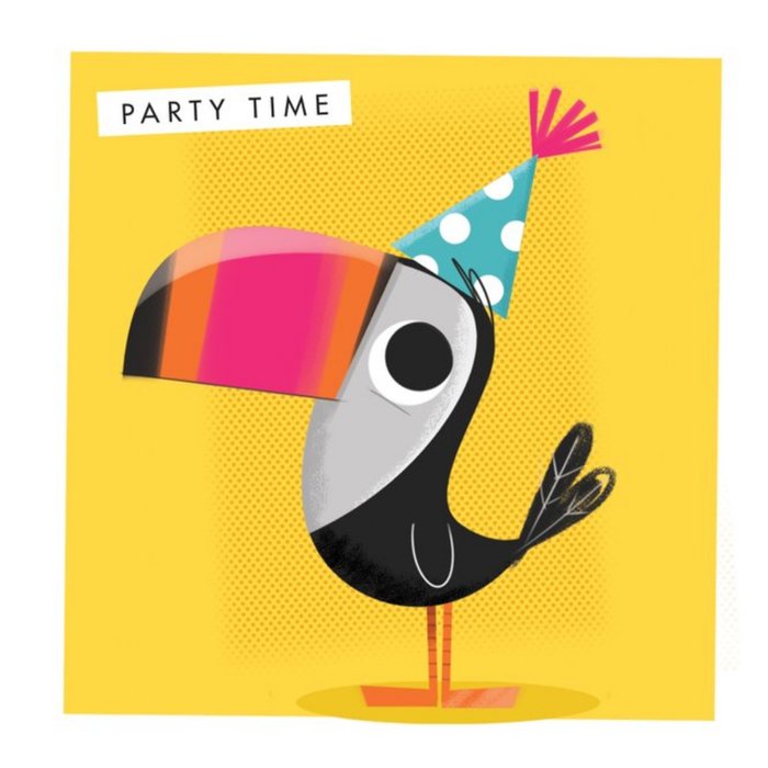Toucan Party Hat Party Time Cute Character Birthday Card