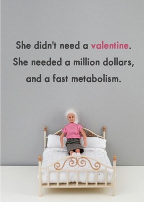Funny Dolls Million Dollars And A Fast Metabolism Valentine's Card
