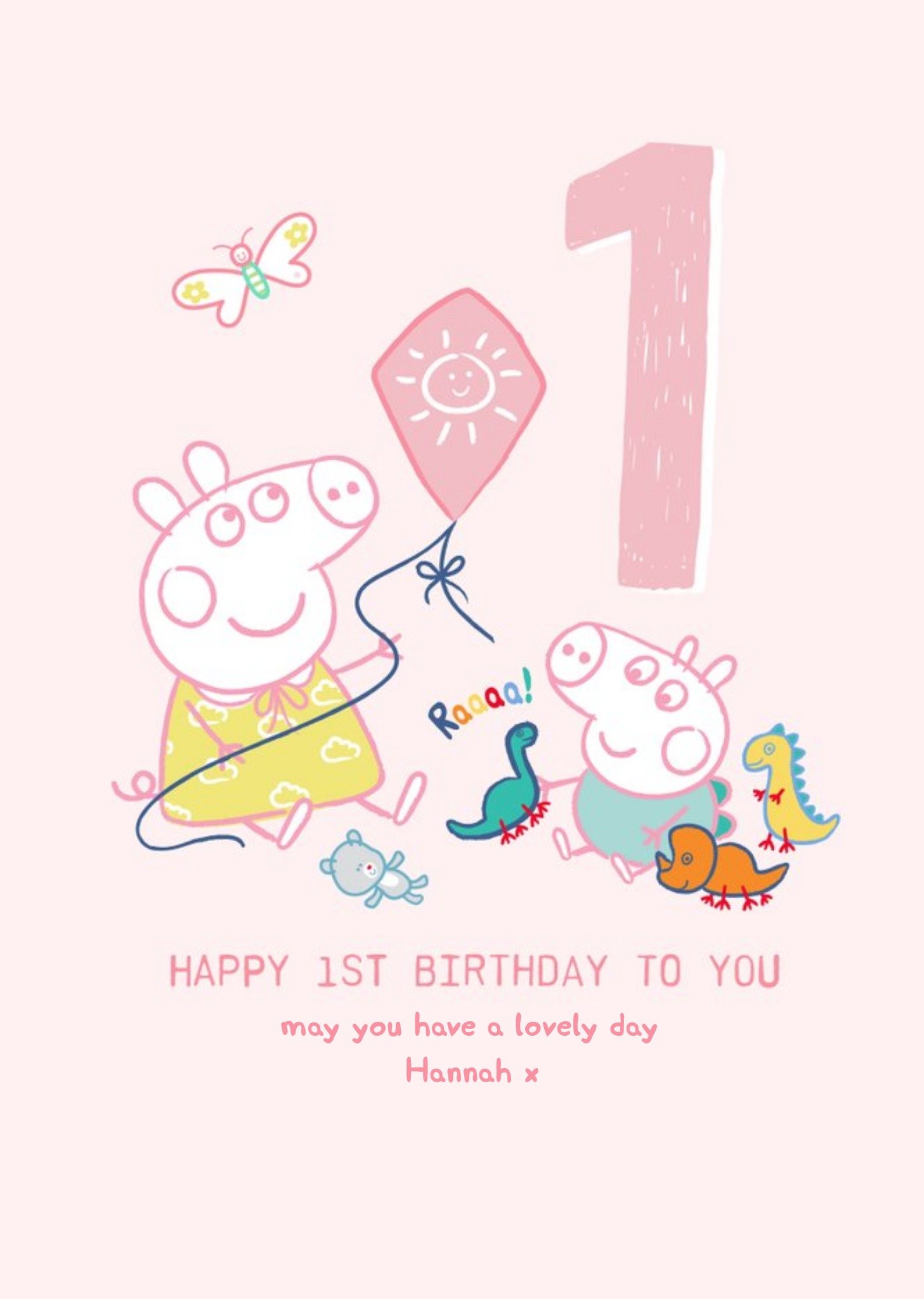 Peppa Pig And George Happy 1st Birthday Card, Large