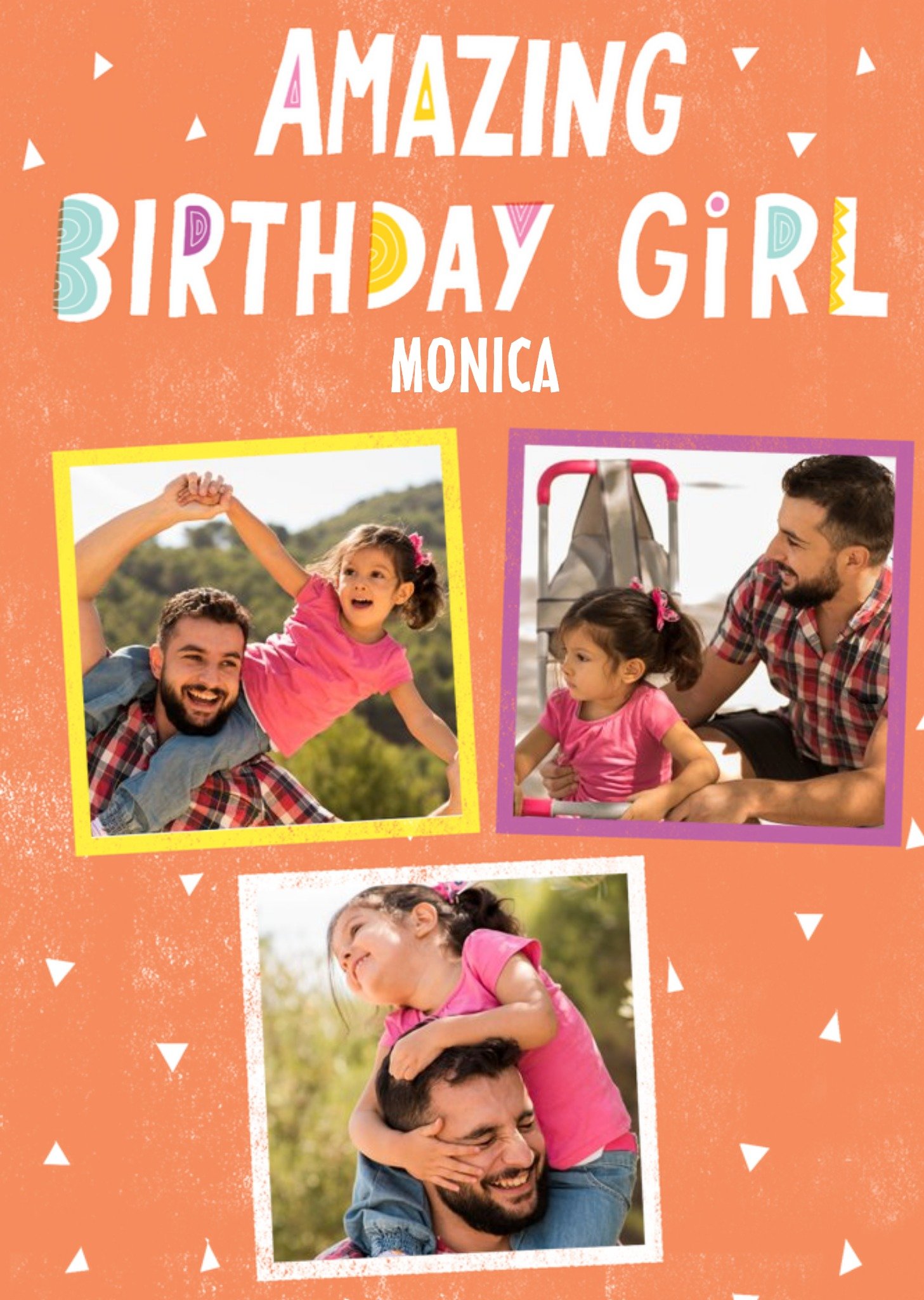 Moonpig Triple Photo Upload Amazing Birthday Girl Birthday Card, Large