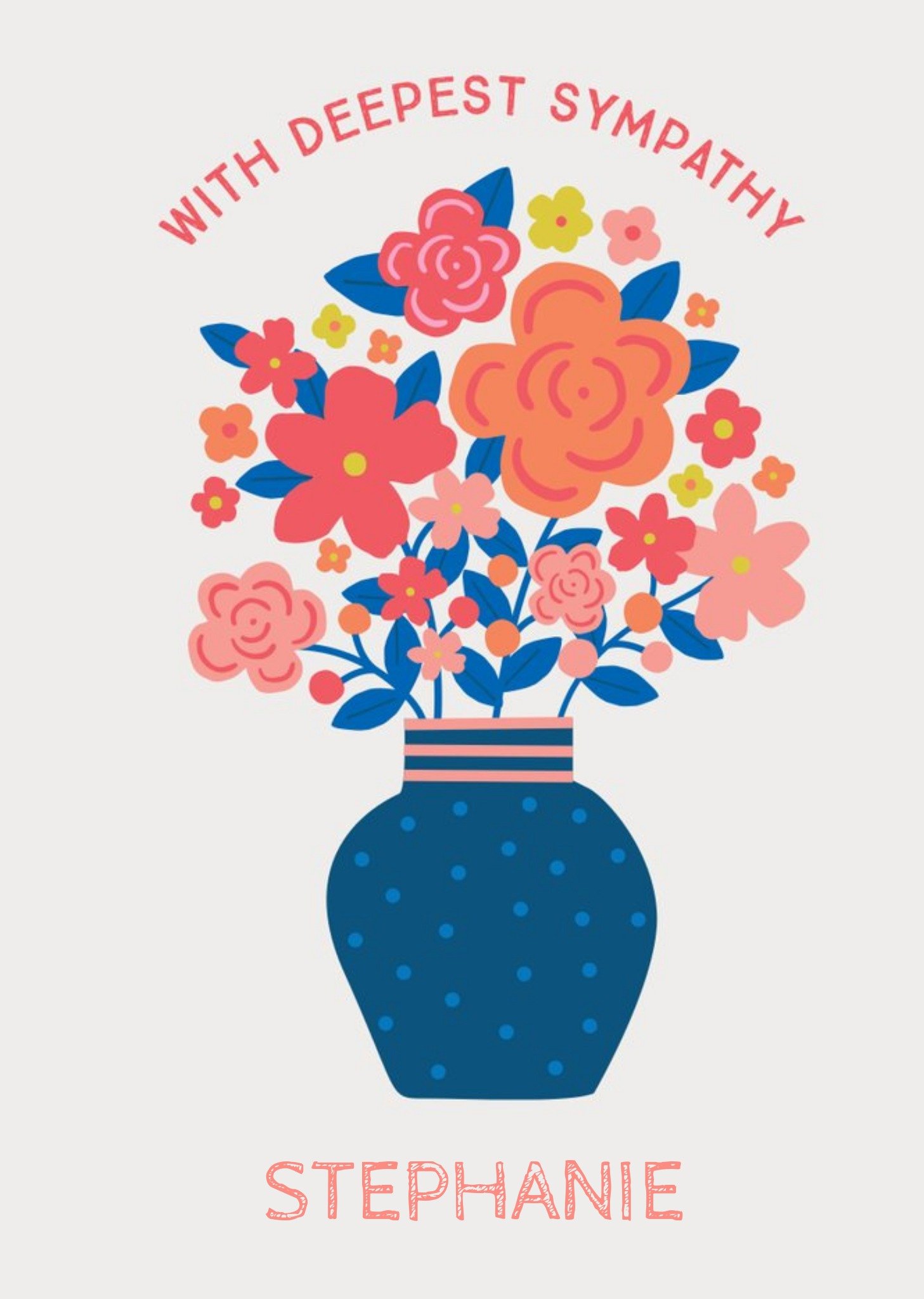 Moonpig Natalie Alex Designs Illustrated Floral Bouquet Sympathy Card, Large