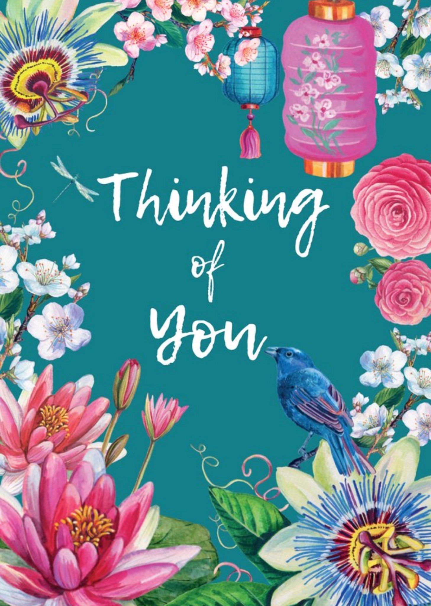 Moonpig Floral Japenese Thinking Of You Card Ecard
