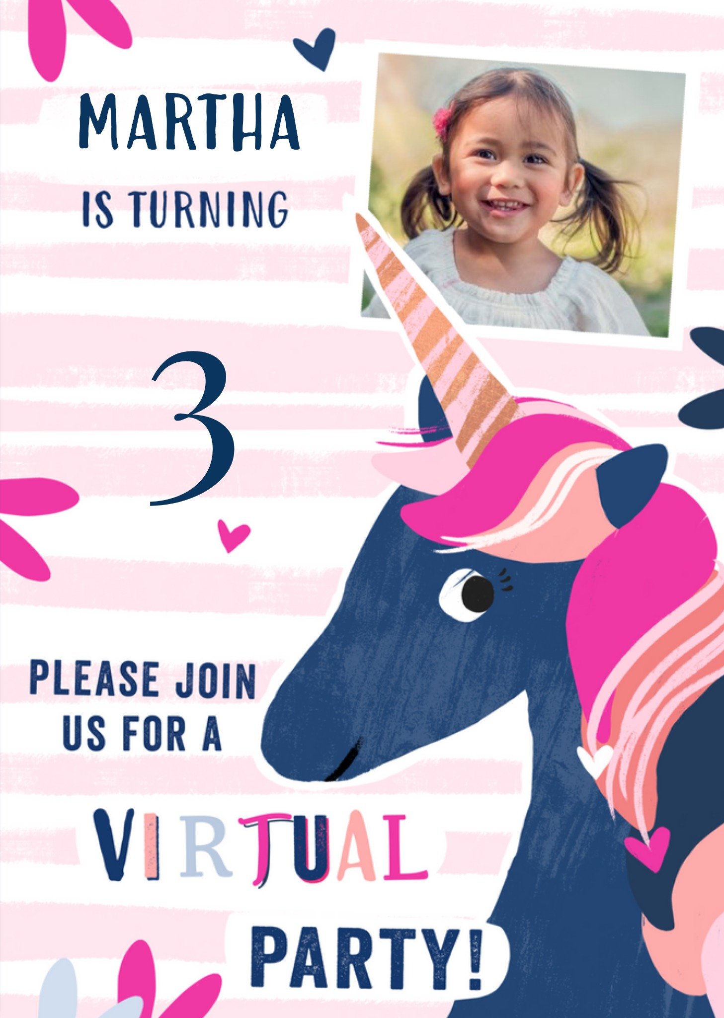 Photo Upload Unicorn Virtual Party Invitation Ecard