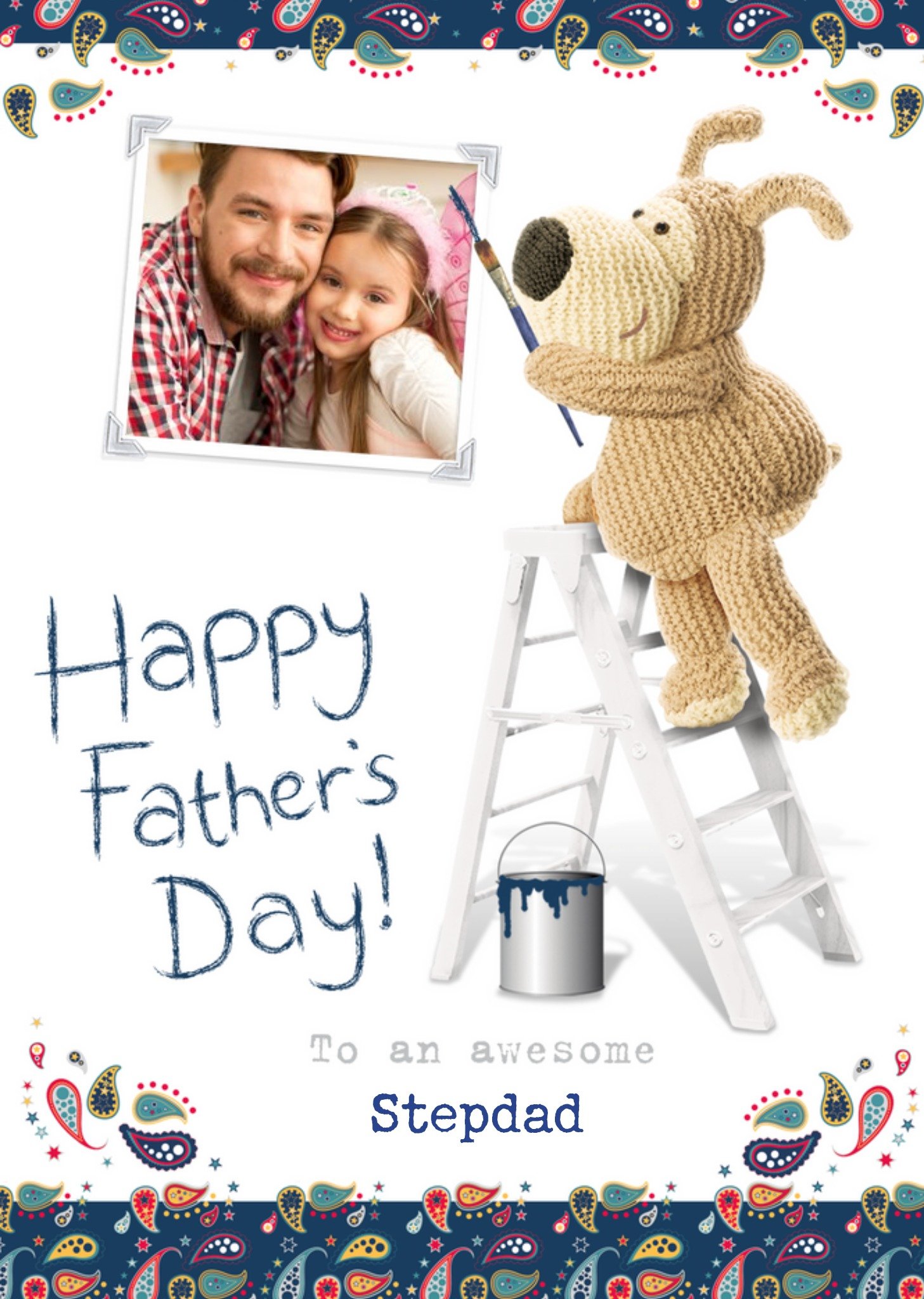Boofle Photo Upload Happy Birthday To An Awesome Step Father Card, Large