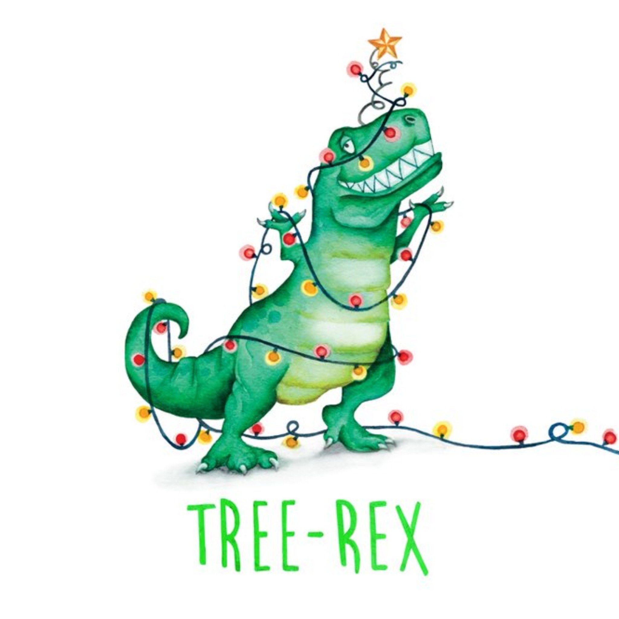 T Rex Tree Christmas Card, Square