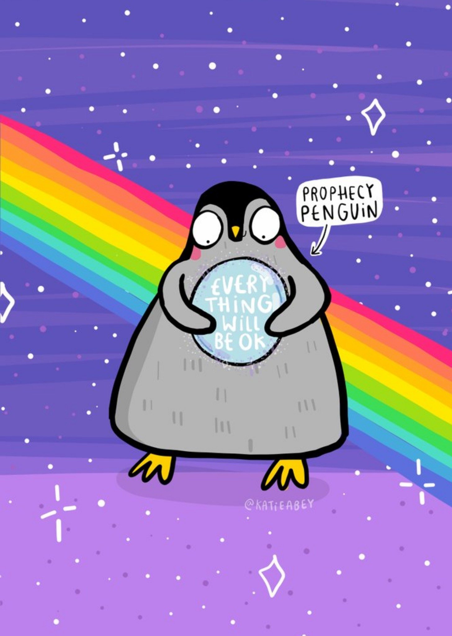 Moonpig Prophecy Penguin Cute Funny Card, Large