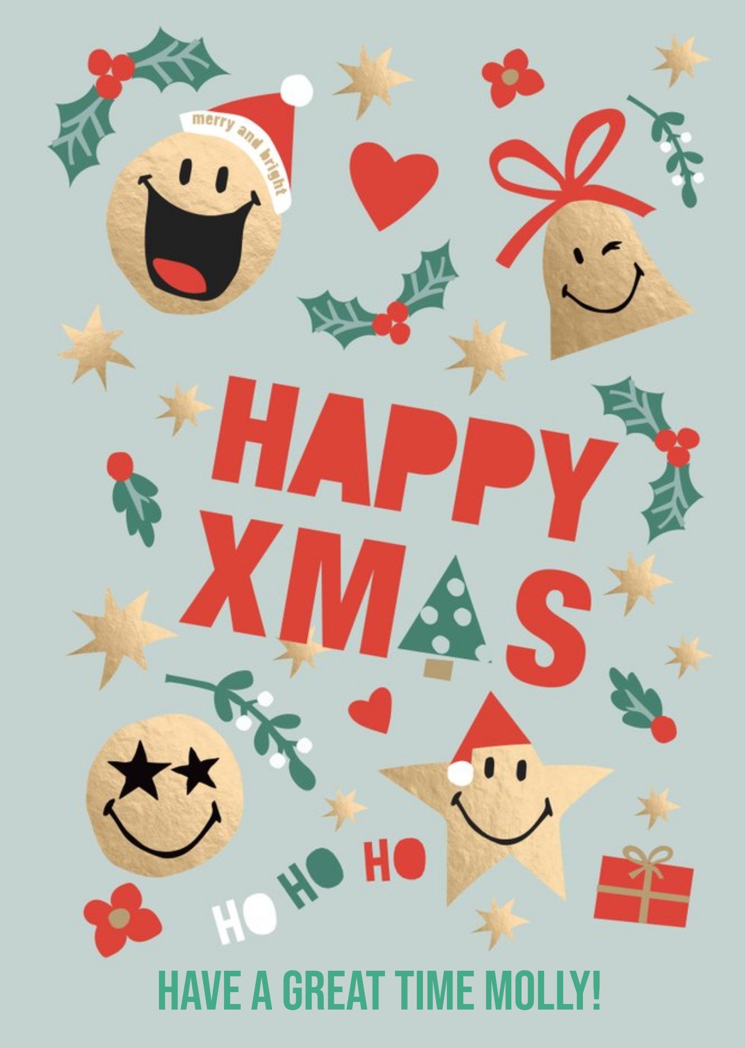 Smiley World Happy Xams Ho Ho Ho Christmas Card Ecard