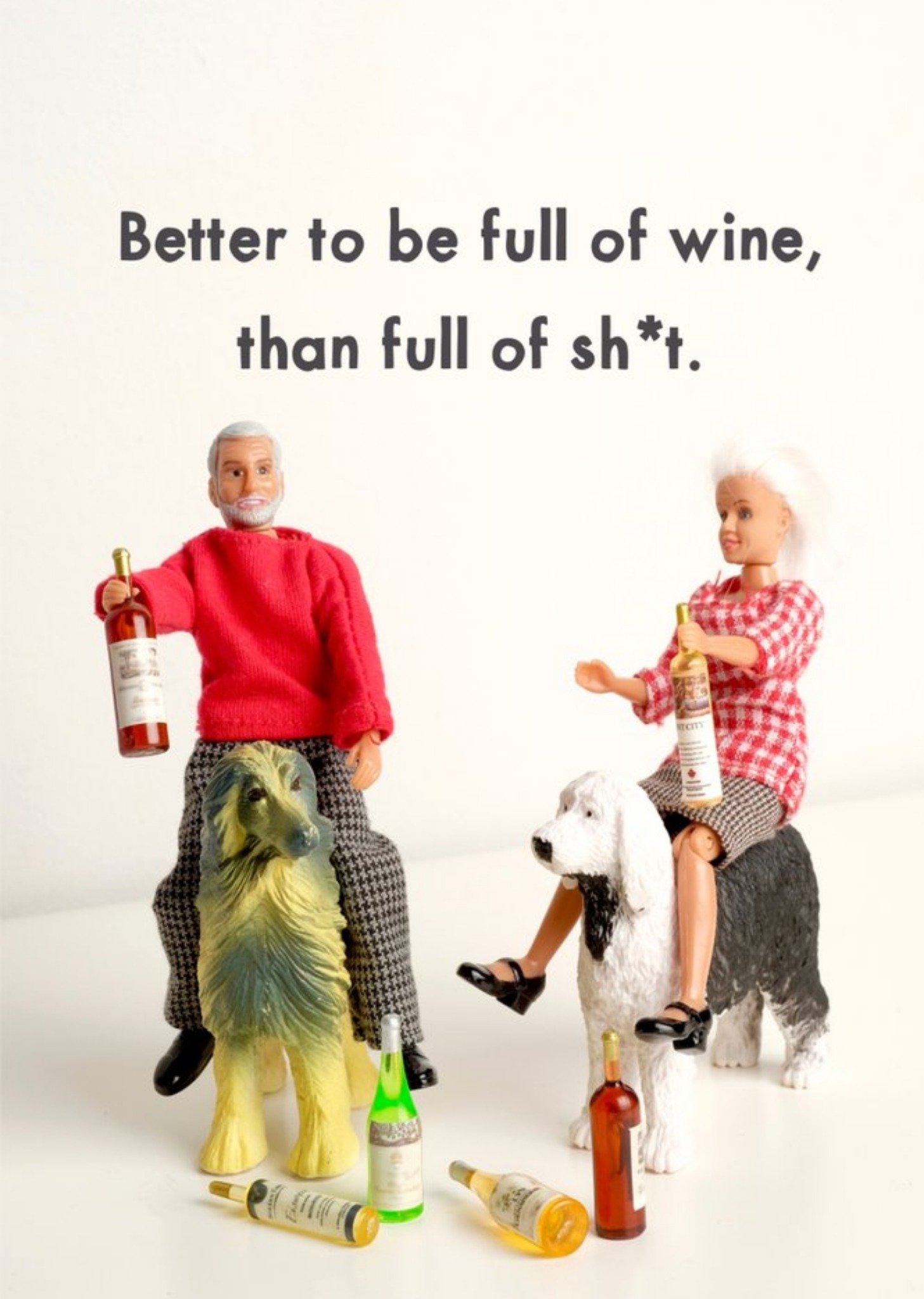 Bold And Bright Funny Rude Dolls Better To Be Full Of Wine Card, Large