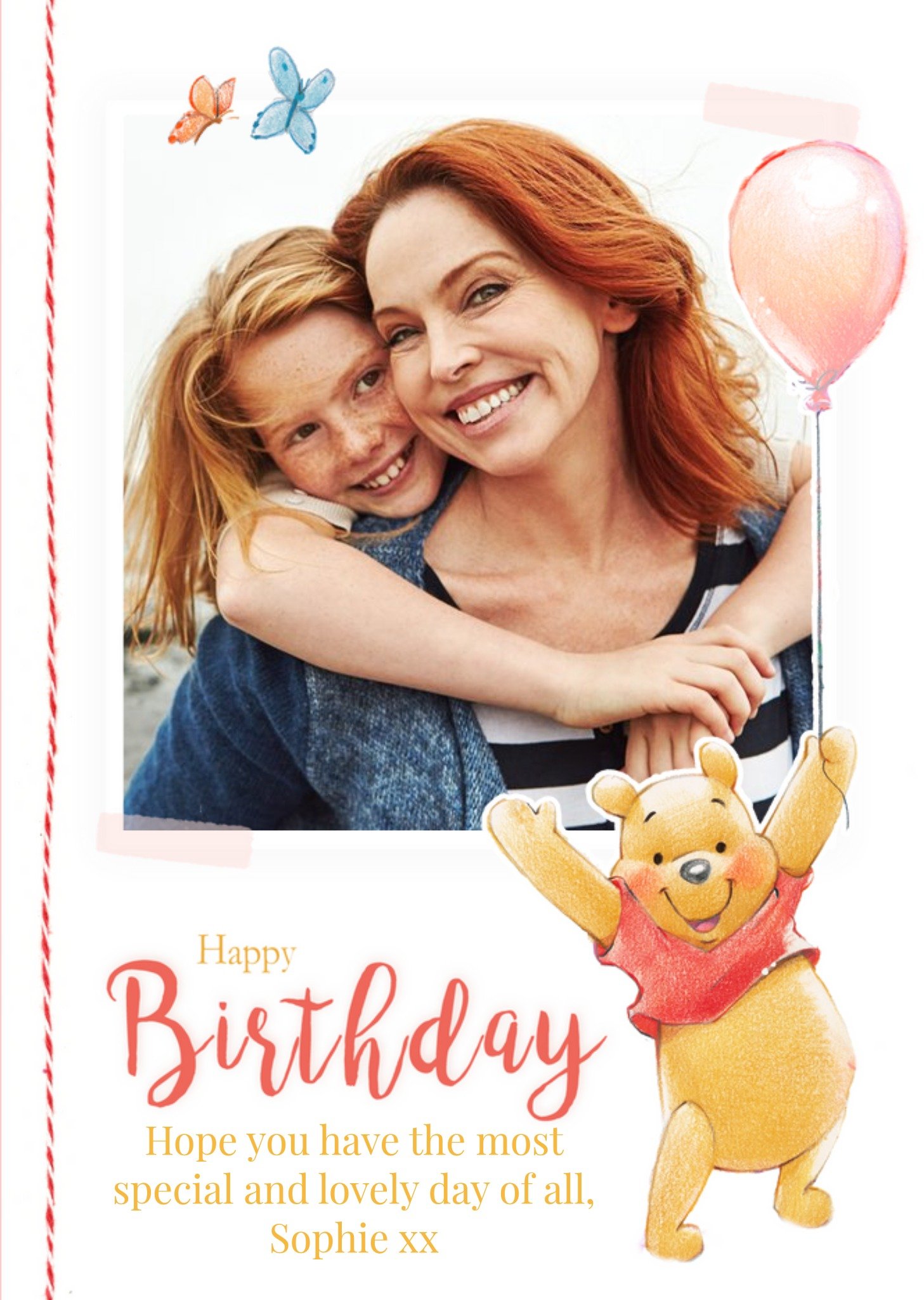 Disney Winnie The Pooh Birthday Card - Photo Upload Card, Large
