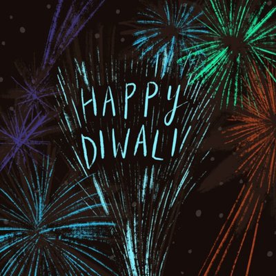 Illustrated Firework Explosion Diwali Card