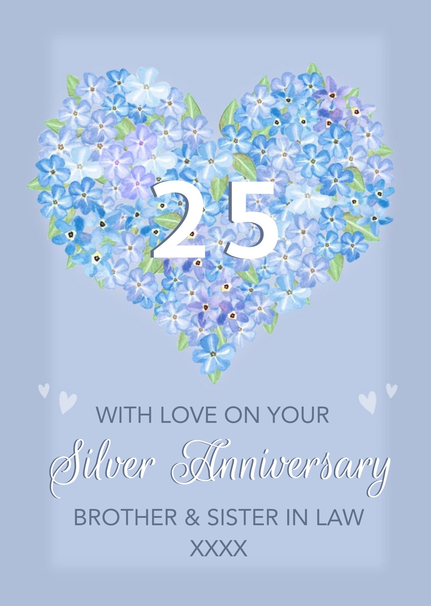 Heart Shaped Floral Arrangement Twenty Fifth Silver Anniversary Card Ecard