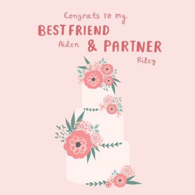 Millicent Venton Illustrated Floral Wedding Day Congratulations Card