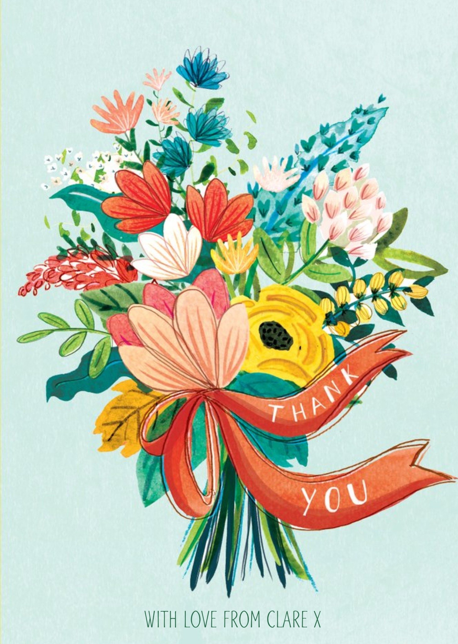 Moonpig Floral Thank You Card, Large