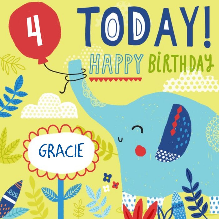 Baby Elephant Happy Birthday Kids Card
