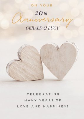Pigment Wooden Hearts 20th Anniversary Card