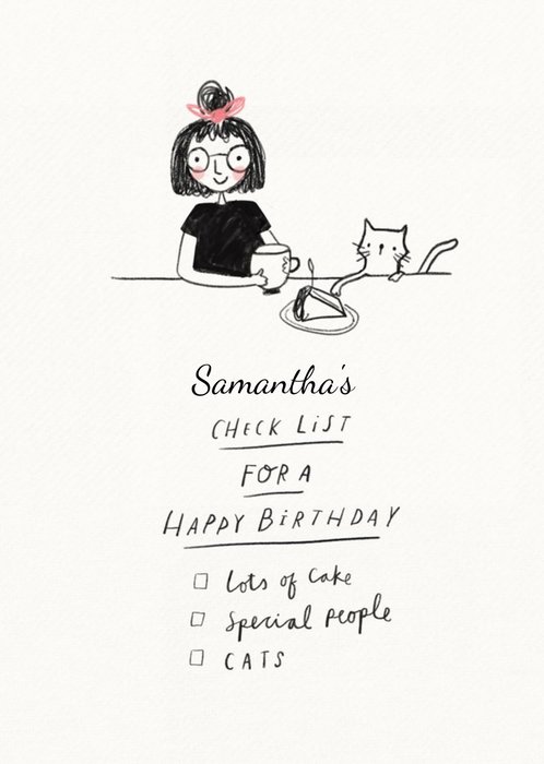 Birthday Checklist Cake People Cats Card