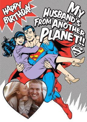 Superman Another Planet Personalised Photo Upload Birthday Card For Husband