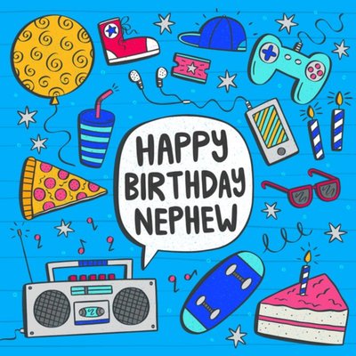 Happy Birthday Nephew Doodle Hobbies Illustration Card