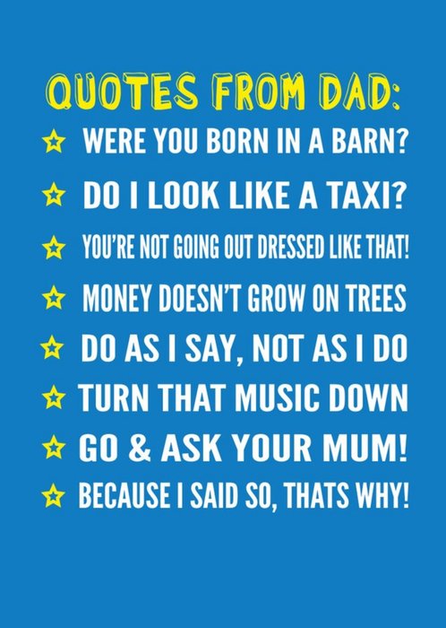 Funny Quotes From Dad Father's Day Card