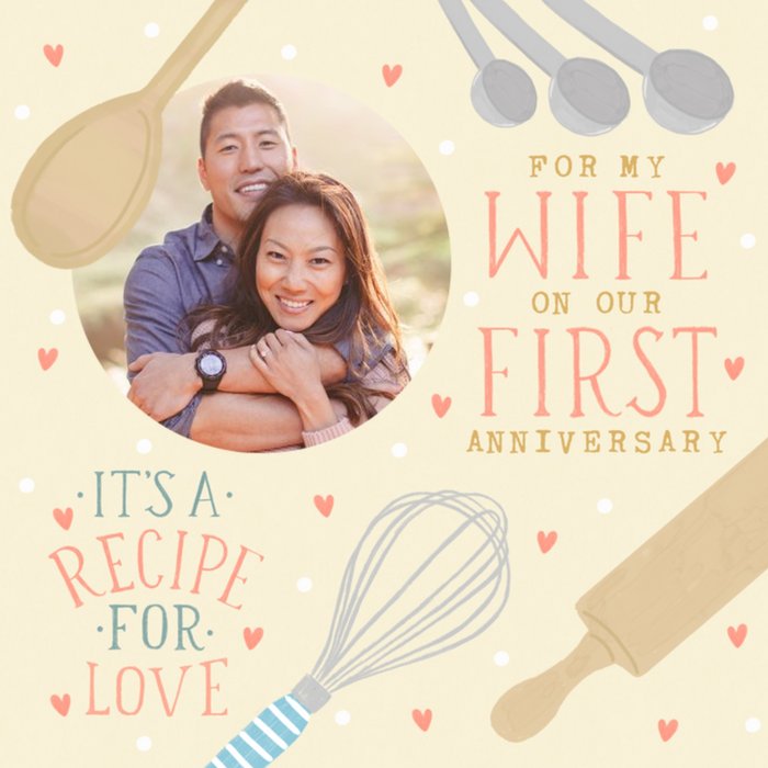 Recipe For Love For My Wife Photo Upload Anniversary Card