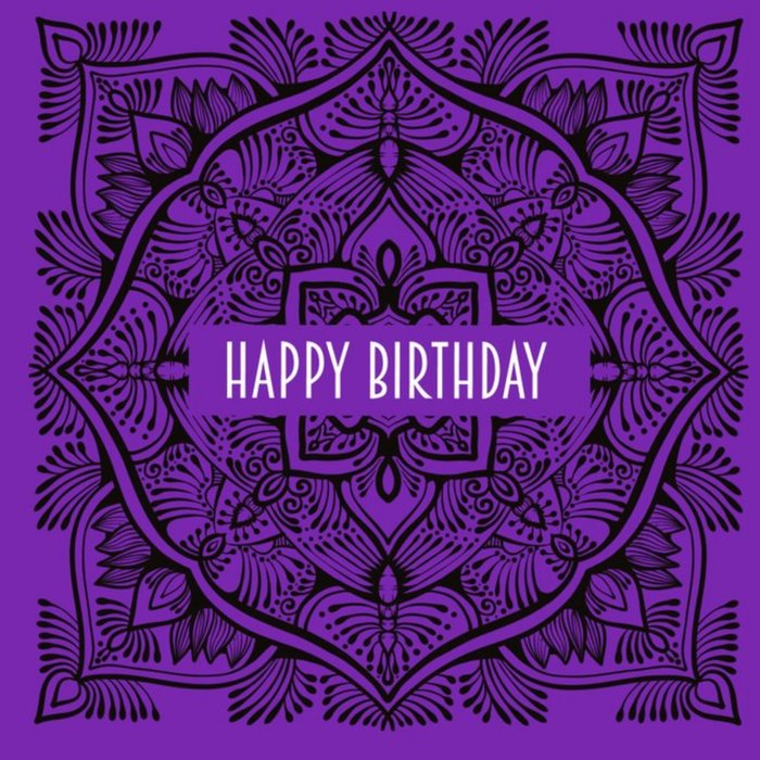 Roshah Designs Illustrated Mandala Pattern Birthday Purple Card