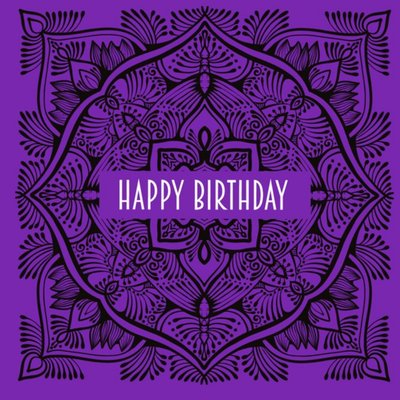Roshah Designs Illustrated Mandala Pattern Birthday Purple Card