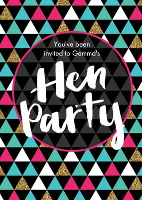 Geometric Patterned Personalised Hen Party Invitation Card