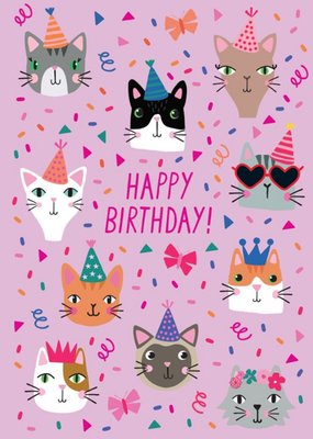 Cute Happy Birthday Cats Card