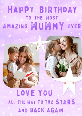 Lilac Photo Upload Mummy Birthday Card  