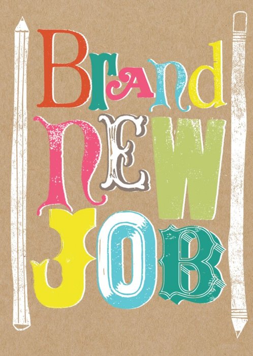 Funky Lettering And Pencils Personalised Brand New Job Card
