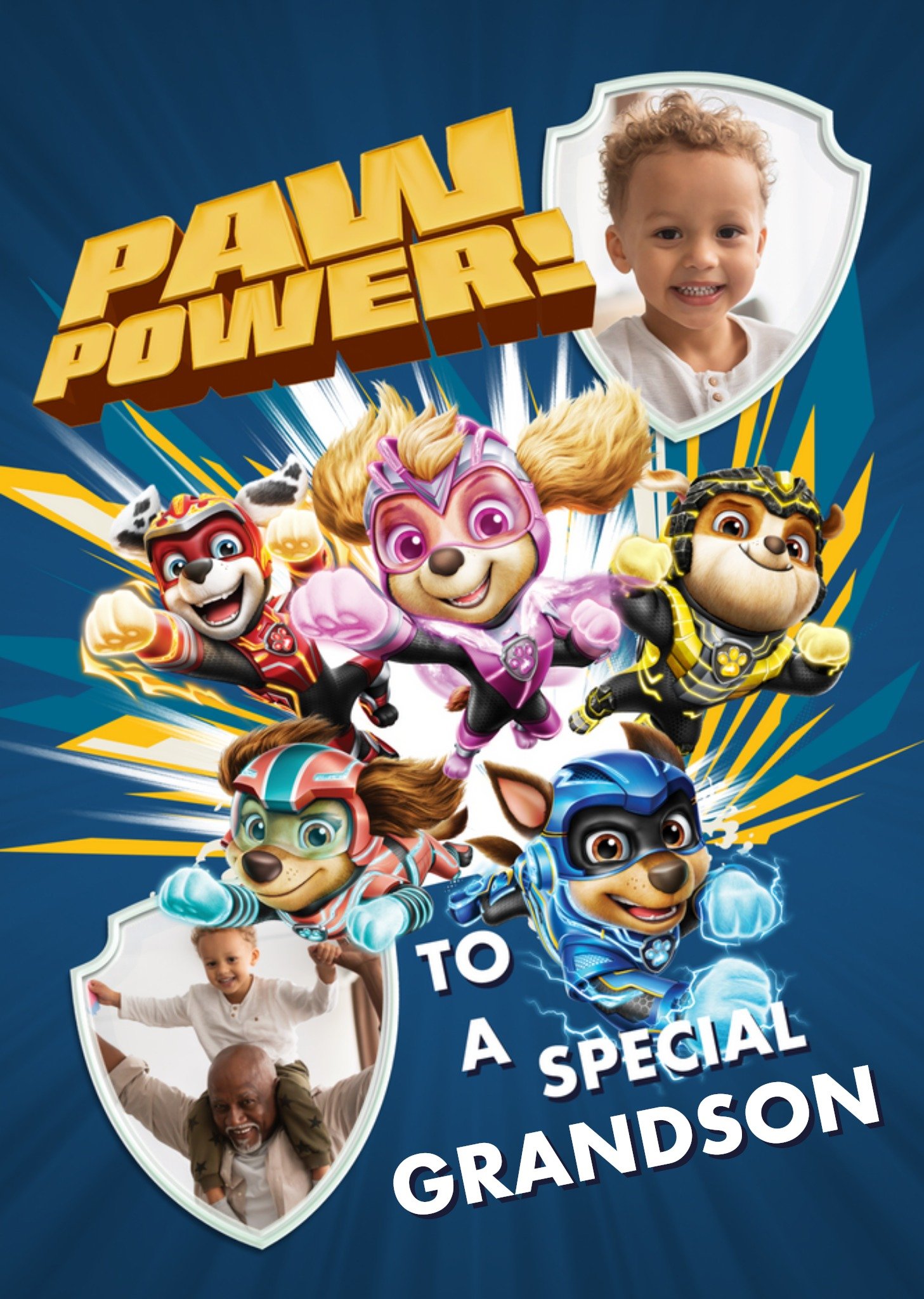 Nickelodeon Paw Patrol: The Mighty Movie Paw Power Photo Upload Birthday Card, Large